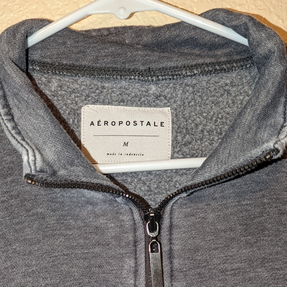Burnout Grey Fleece Half-Zip Cropped Pullover Medium from Aeropostale - Picture 4 of 6